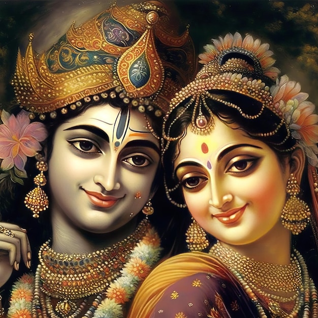 Ilustração de Shree Krishna e Radha Generative ai