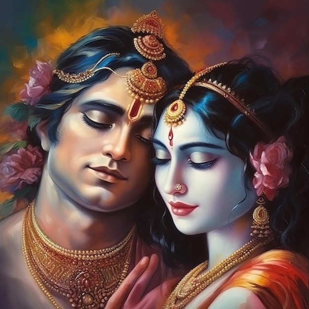 Ilustração de Shree Krishna e Radha Generative ai