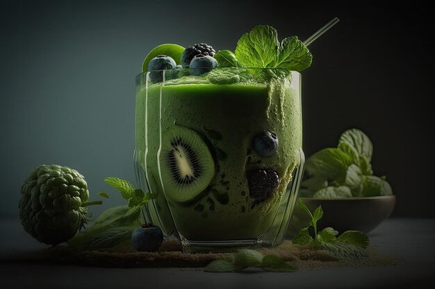 Ilustração de smoothie orgânico verde IA generativa