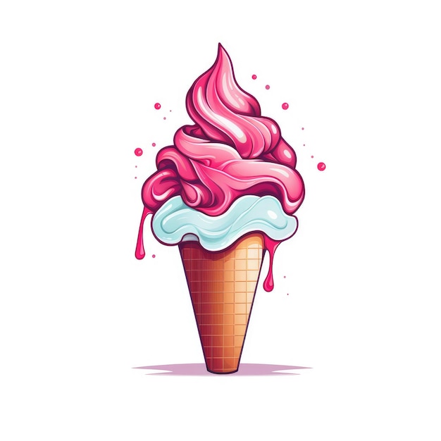Ilustração de sorvete em imagem gerada por IA de fundo branco