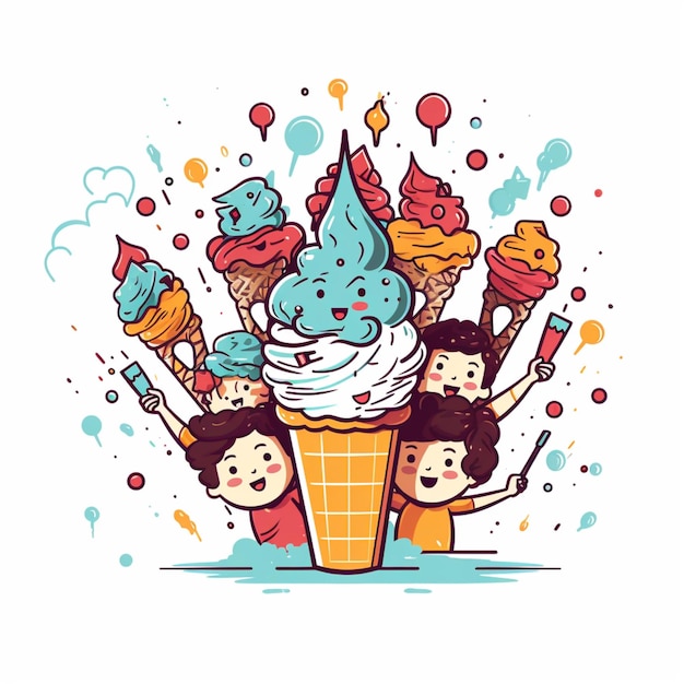 ilustração de sorvete feliz