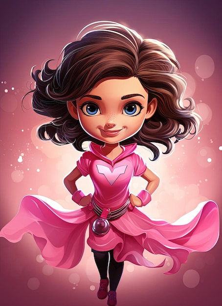 Foto ilustração de super mulher rosa no estilo de raina telgemeier