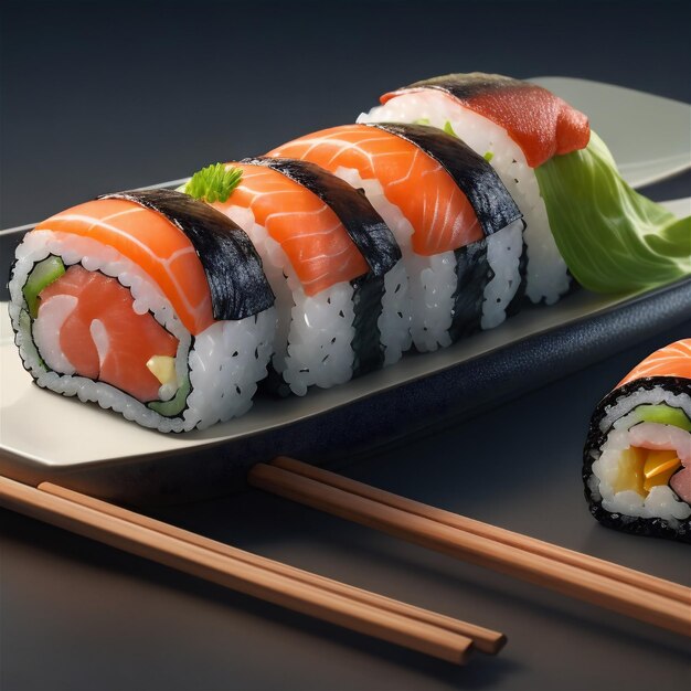 Ilustração de sushi close-up do conjunto de sushi sashimi
