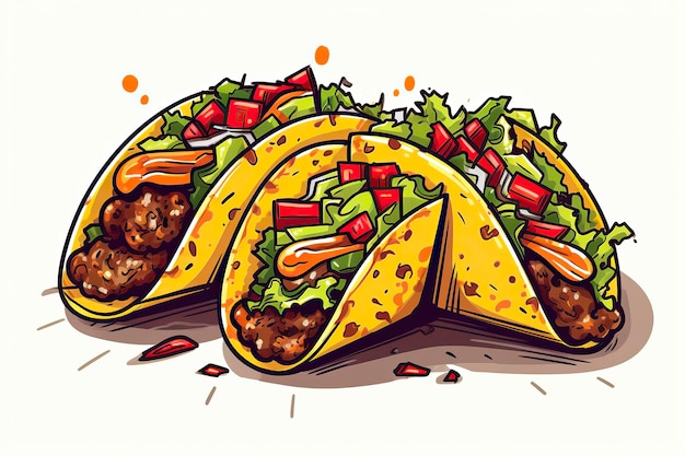 Ilustração de tacos Ilustração de comida IA generativa