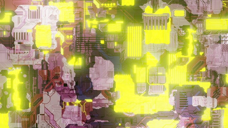Foto ilustração de tecnologia de chipset sem costura da placa-mãe desenho de fundo de papel de parede