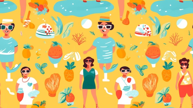 Ilustração de temas de verão bonitos e vibrantes