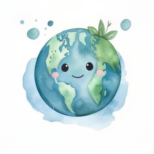 ilustração de terra fofa em aquarela