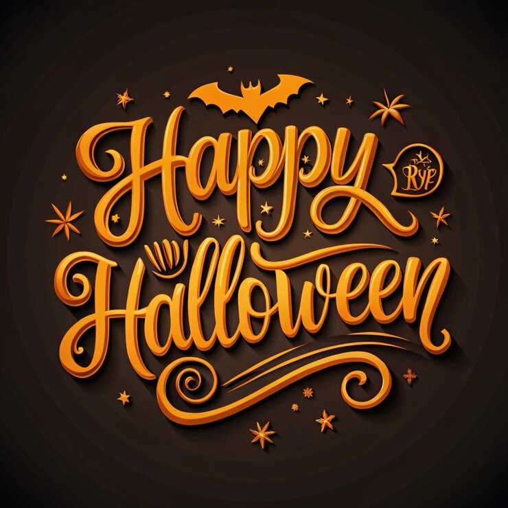 Foto ilustração de tipografia de halloween feliz e caprichosa