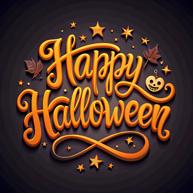 Foto ilustração de tipografia de halloween feliz e caprichosa
