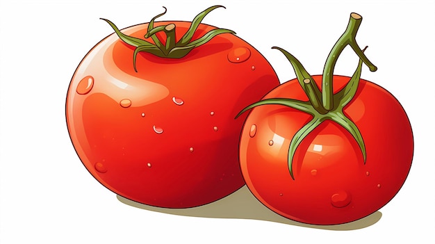 Foto ilustração de tomate fresco desenhada à mão