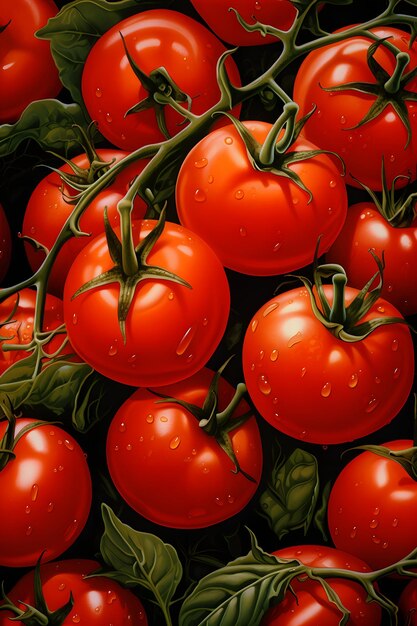 Ilustração de tomates realismo art déco foco fundo dinâmico