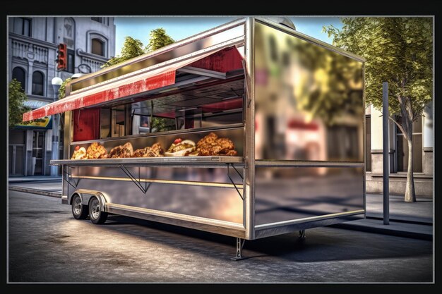 Ilustração de trailer de comida de rua Conceito de comida de rua IA generativa