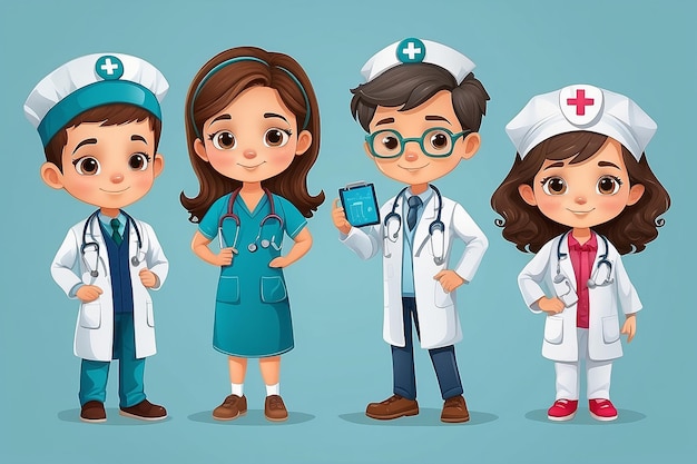 Ilustração de traje de profissão de médico para crianças