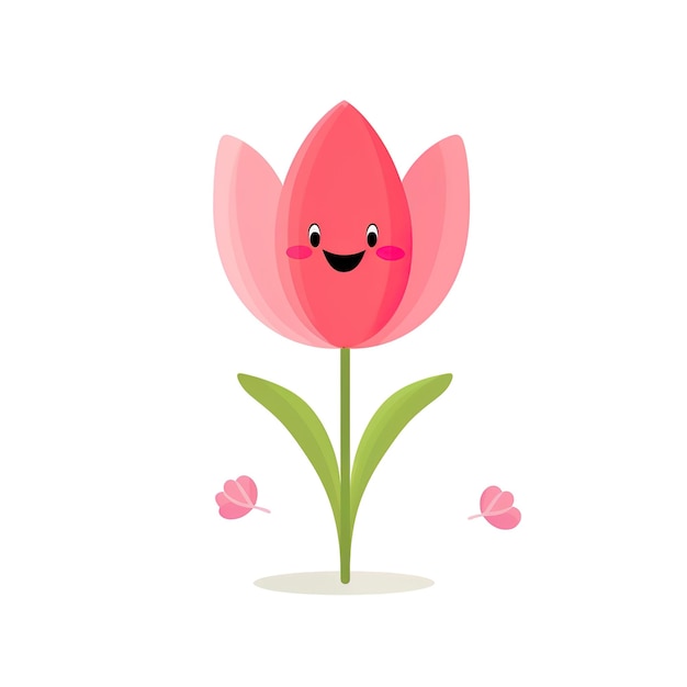 Ilustração de tulipa vermelha sorridente