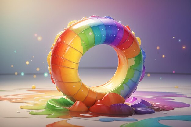 Ilustração de um arco-íris colorido e vibrante em estilo aquarela