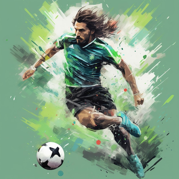 Ilustração de um atacante de futebol, Generative ai