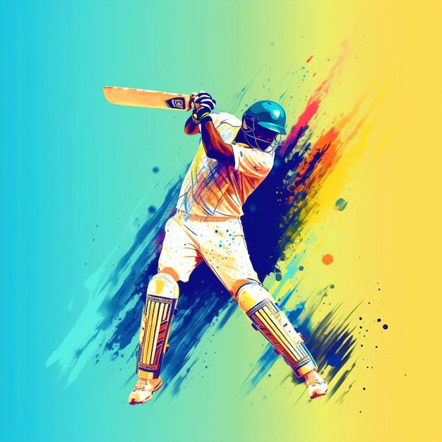 Ilustração de um atleta jogando críquete