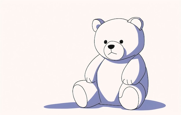 Foto ilustração de um bonito urso de pelúcia isolado em um fundo branco contorno de página para colorir