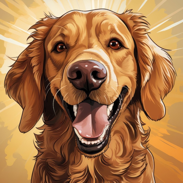 ilustração de um cachorro golden retriever em um fundo amarelo