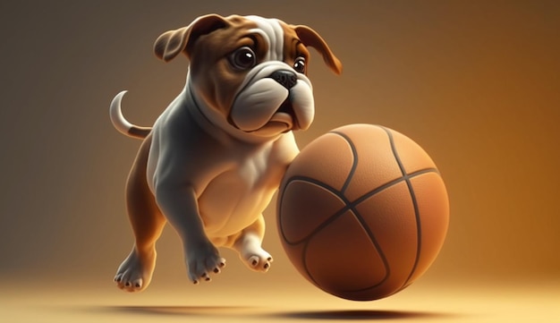 Ilustração de um cachorro jogando basquete Ai Generative