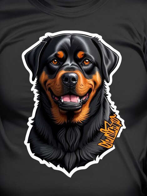 Foto ilustração de um cão rottweiler bonito adesivo para camiseta