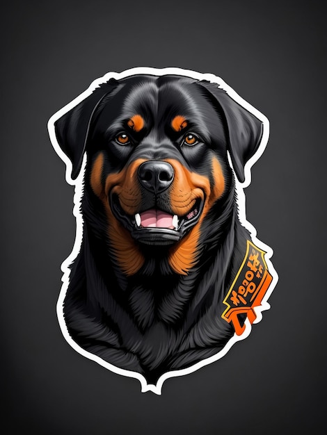 Foto ilustração de um cão rottweiler bonito adesivo para camiseta