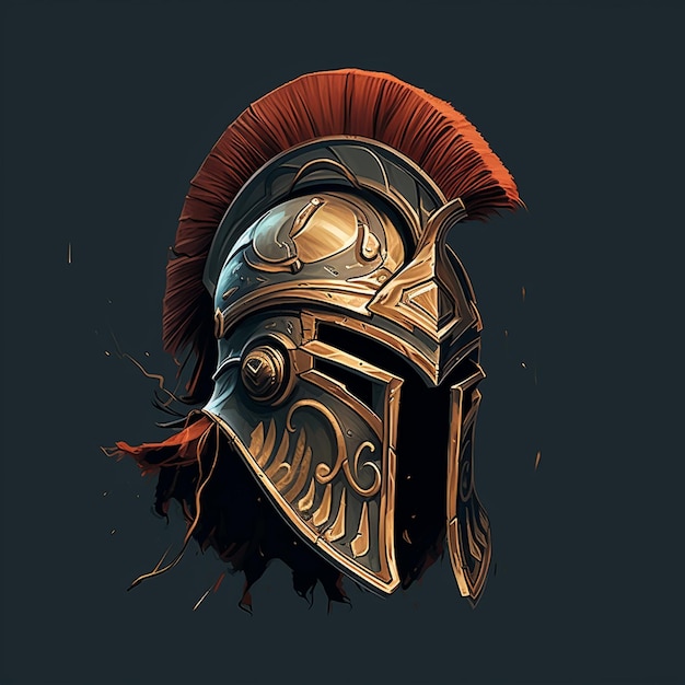 Ilustração de um capacete de guerreiro espartano