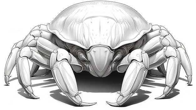 Ilustração de um caranguejo em um fundo branco com desenho de sombra