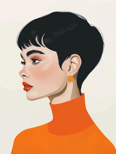 Foto ilustração de um cartão de afirmação de uma mulher com penteado pixie ai generativa