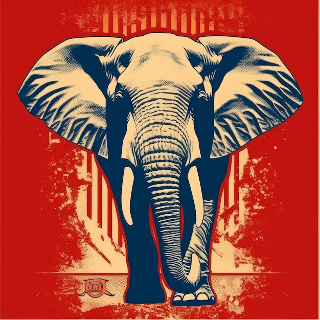 Ilustração de um cartaz de elefante de IA generativa