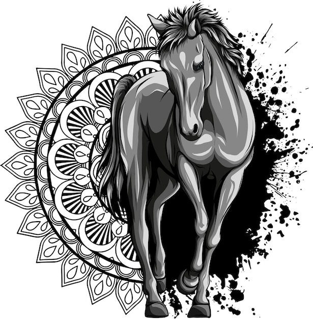 Foto ilustração de um cavalo com uma mandala