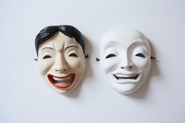 ilustração de um chinês usa duas máscaras completamente opostas Generative ai