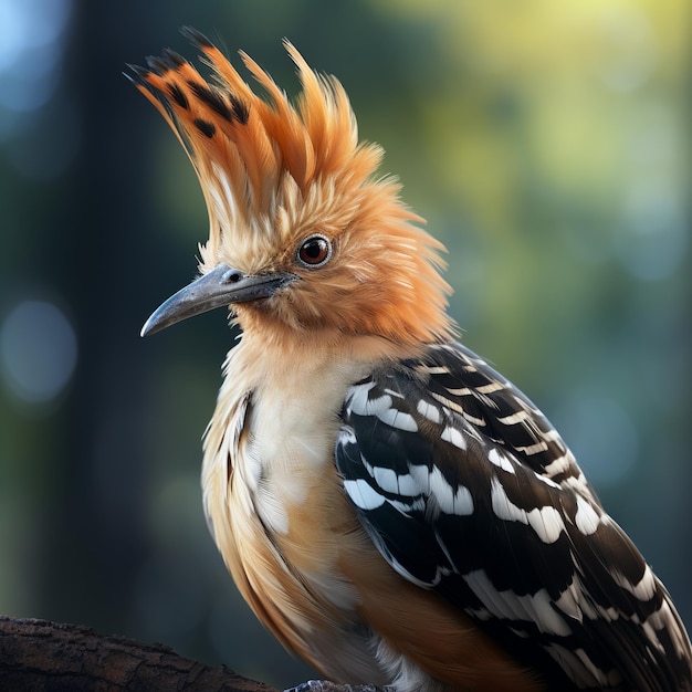 Foto ilustração de um close-up de um hoopoe em um ramo um render digital