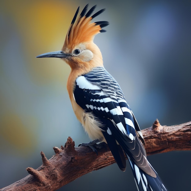 Foto ilustração de um close-up de um hoopoe em um ramo um render digital