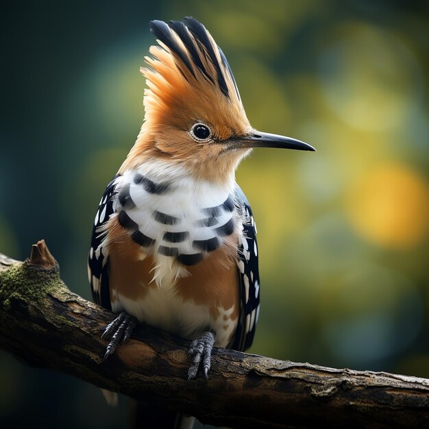 Foto ilustração de um close-up de um hoopoe em um ramo um render digital