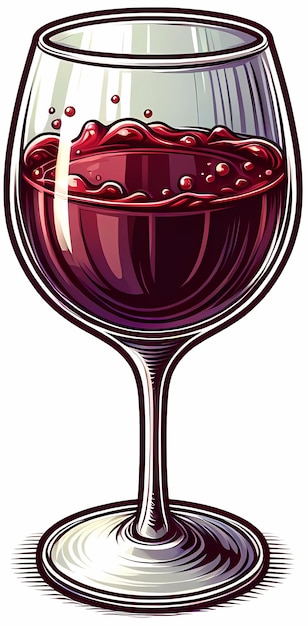 Foto ilustração de um copo de vinho vermelho simples e limpo