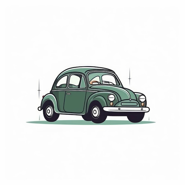 Ilustração de um desenho animado de um carro verde