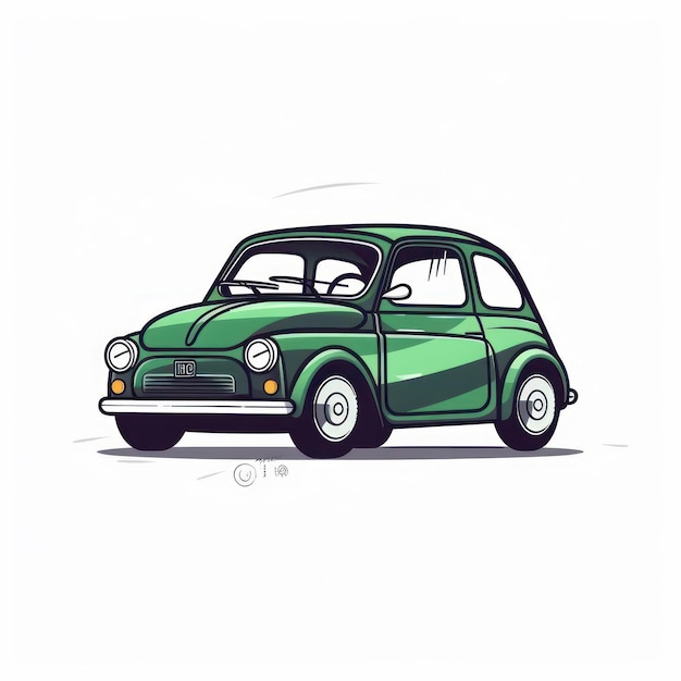 Ilustração de um desenho animado de um carro verde