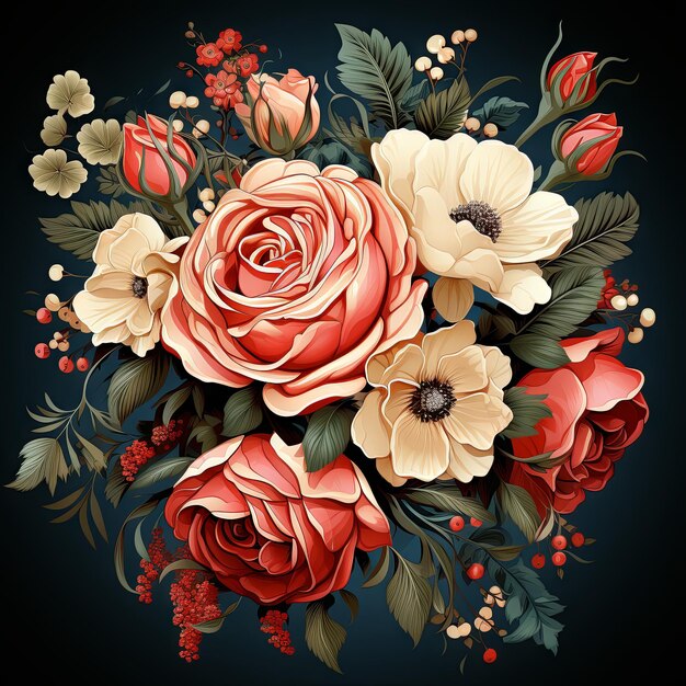 Ilustração de um design de arte floral