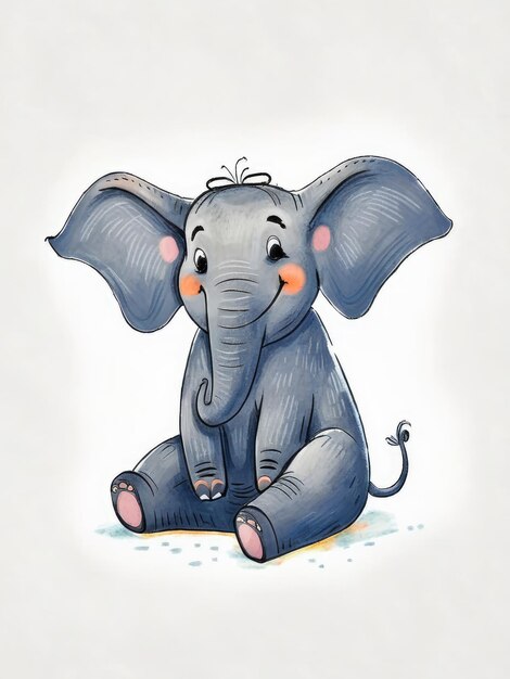 Ilustração de um elefante de desenho animado bonito sentado e dormindo