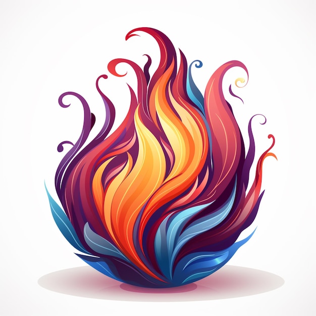 Foto ilustração de um fogo colorido com redemoinhos e bolhas