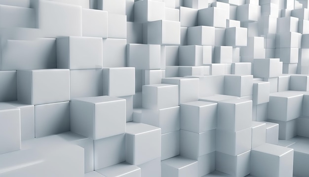 Foto ilustração de um fundo de bloco de construção cúbico branco e acinzentado generative ai