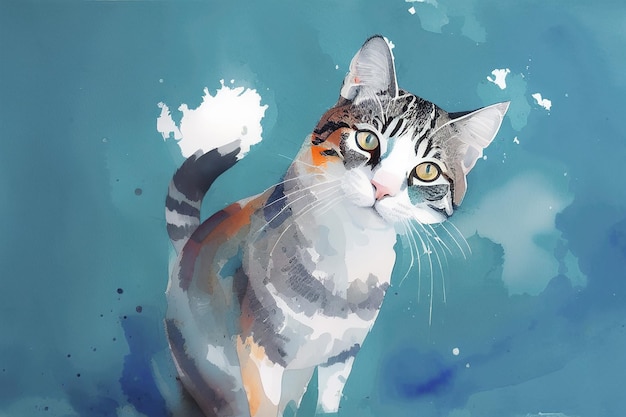 Ilustração de um gato fofo fofo Generative AI