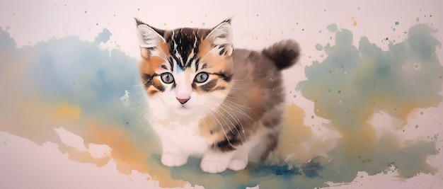 Ilustração de um gato fofo fofo Generative AI