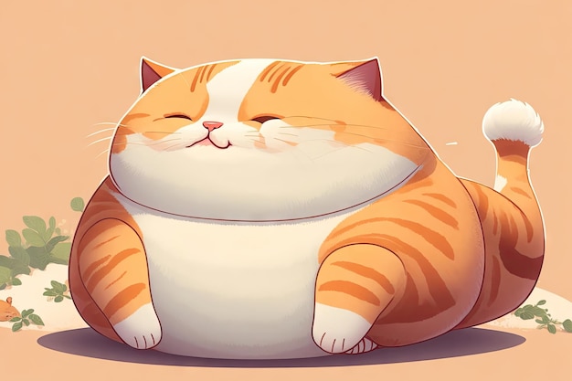 ilustração de um gato gordo fofo ai generativo