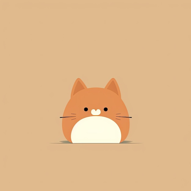 Ilustração de um gato no estilo do minimalismo japonês em um fundo bege com espaço livre