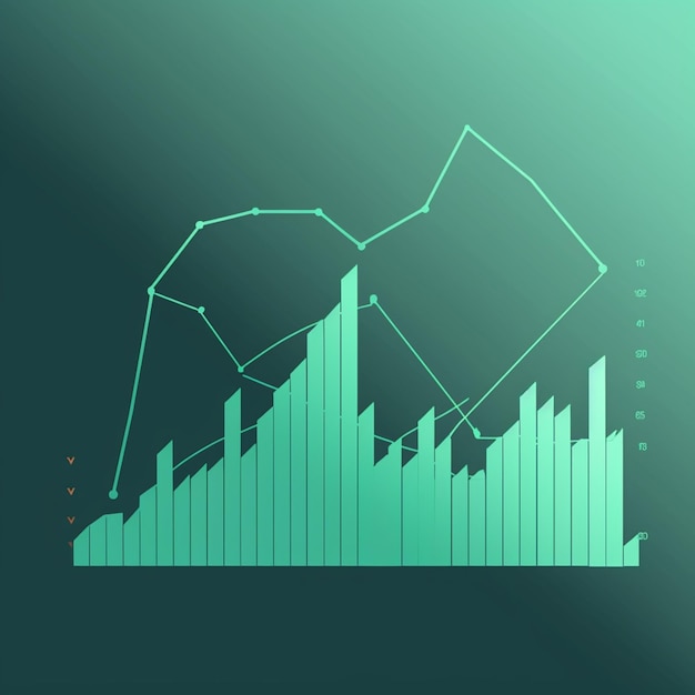 Foto ilustração de um gráfico mostrando uma tendência ascendente indicando crescimento e sucesso