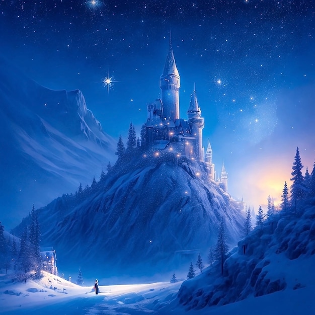 Ilustração de um grande castelo de gelo