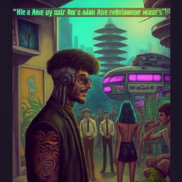 Ilustração de um hippie cyberpunk