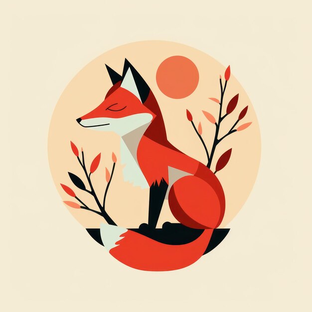 Foto ilustração de um ícone do emblema da raposa. impressão logotipográfica